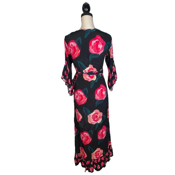 Anthropologie Blank London Verona Floral Ruffle Wrap Midi Dress   Size: Small P - Picture 5 of 6